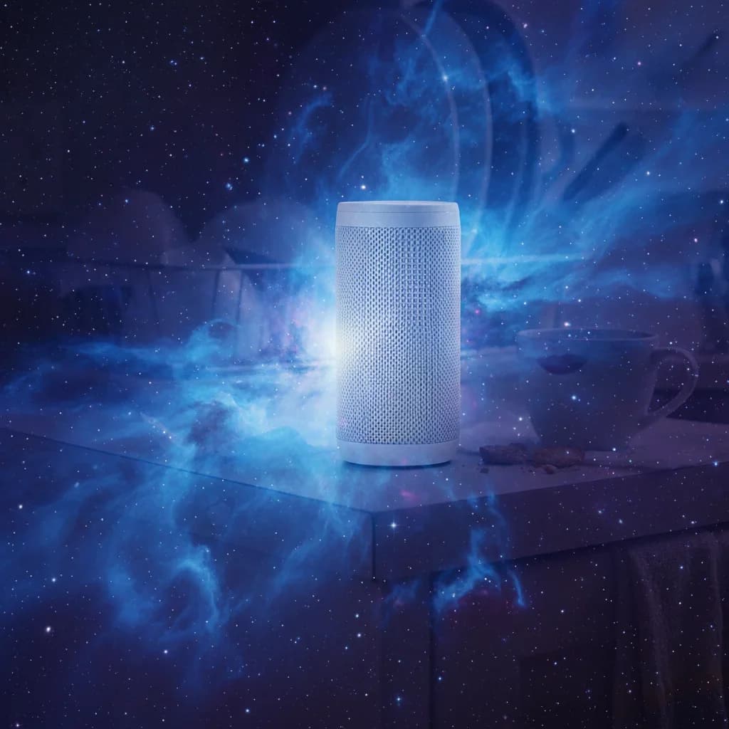 Travel selfie composited onto a dramatic vacation landscape after