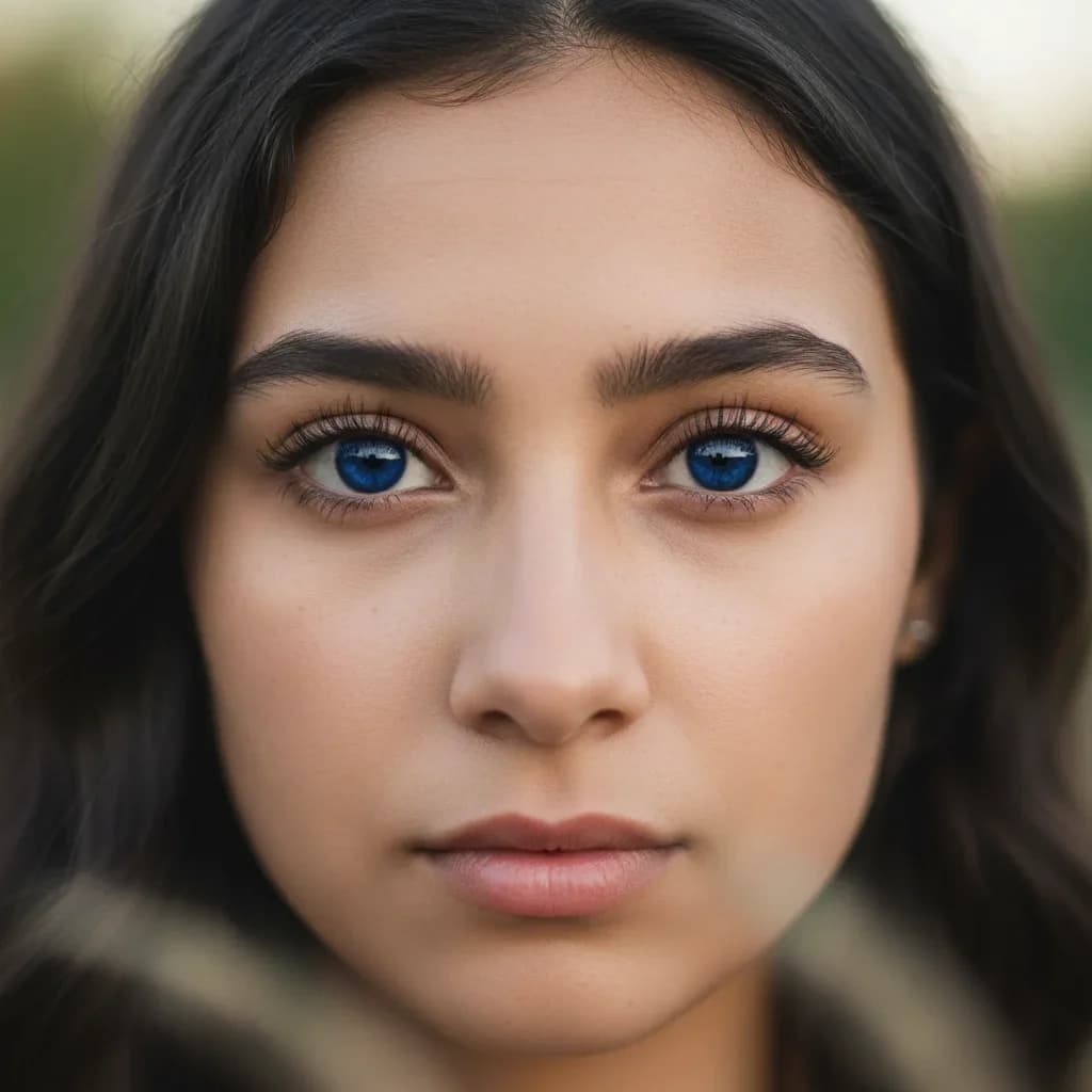 Beauty campaign close-up showcasing AI eye color change after