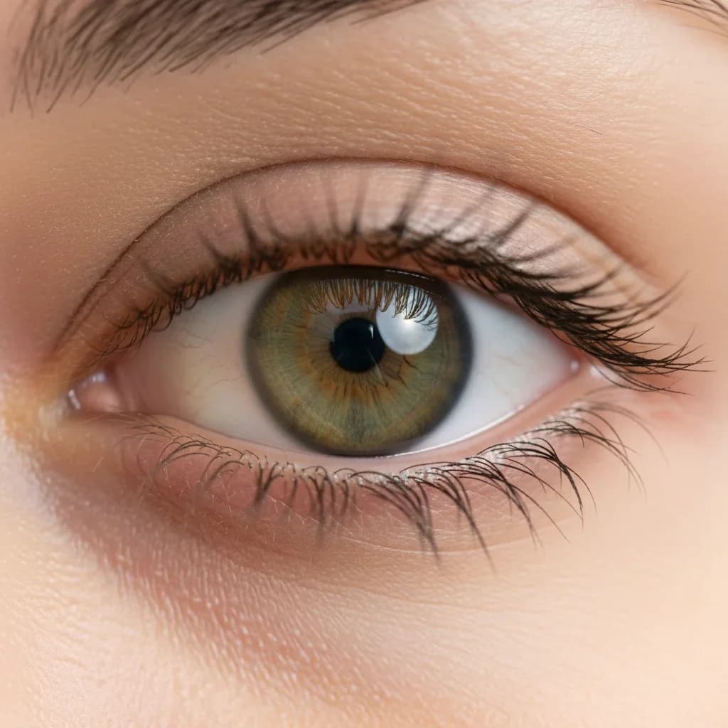 Before and after eye color change from brown to green before