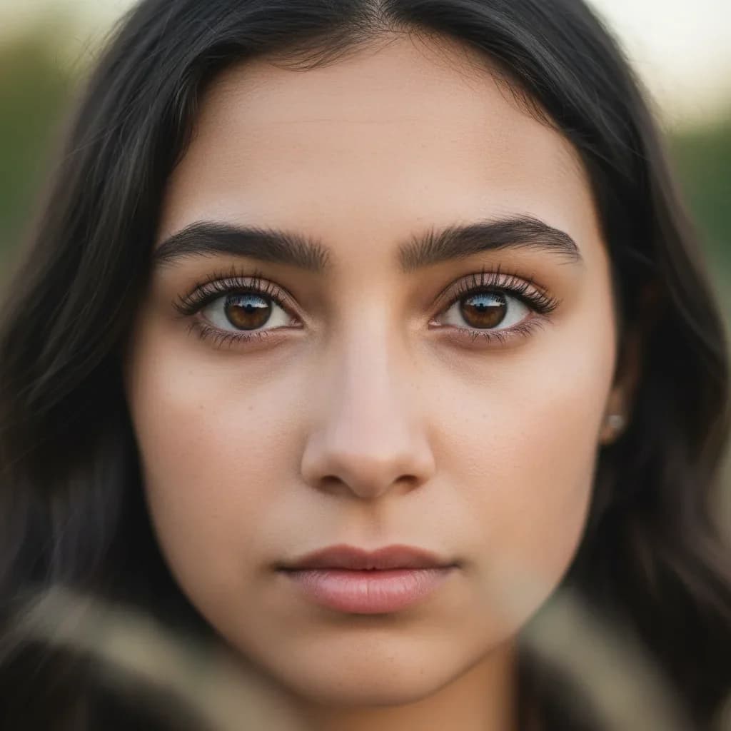 Beauty campaign close-up showcasing AI eye color change before