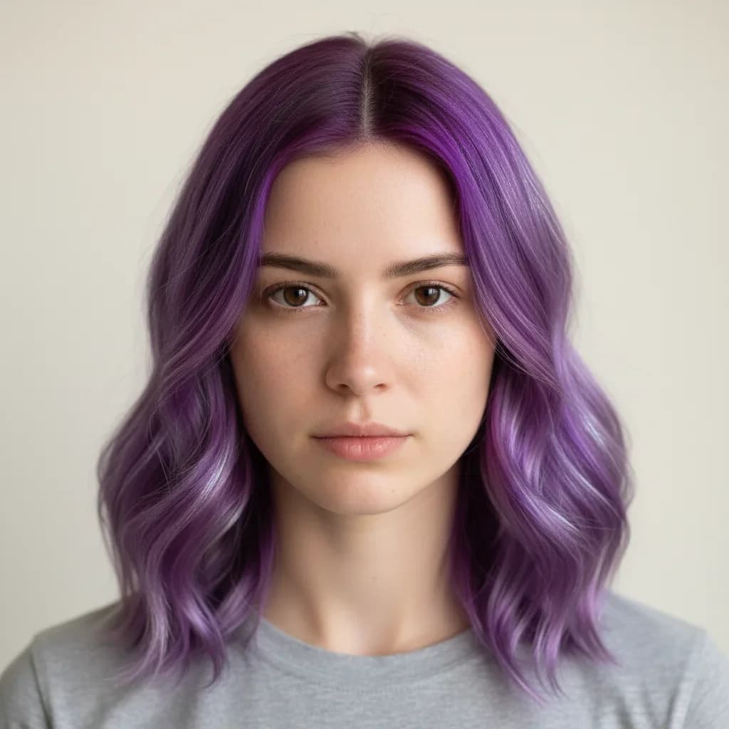 Hair preview showing balayage highlight placement after