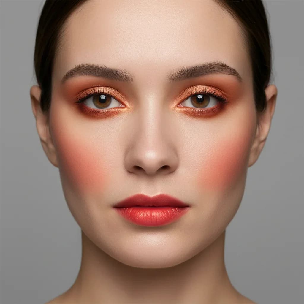 Beauty portrait showcasing AI-applied makeup look