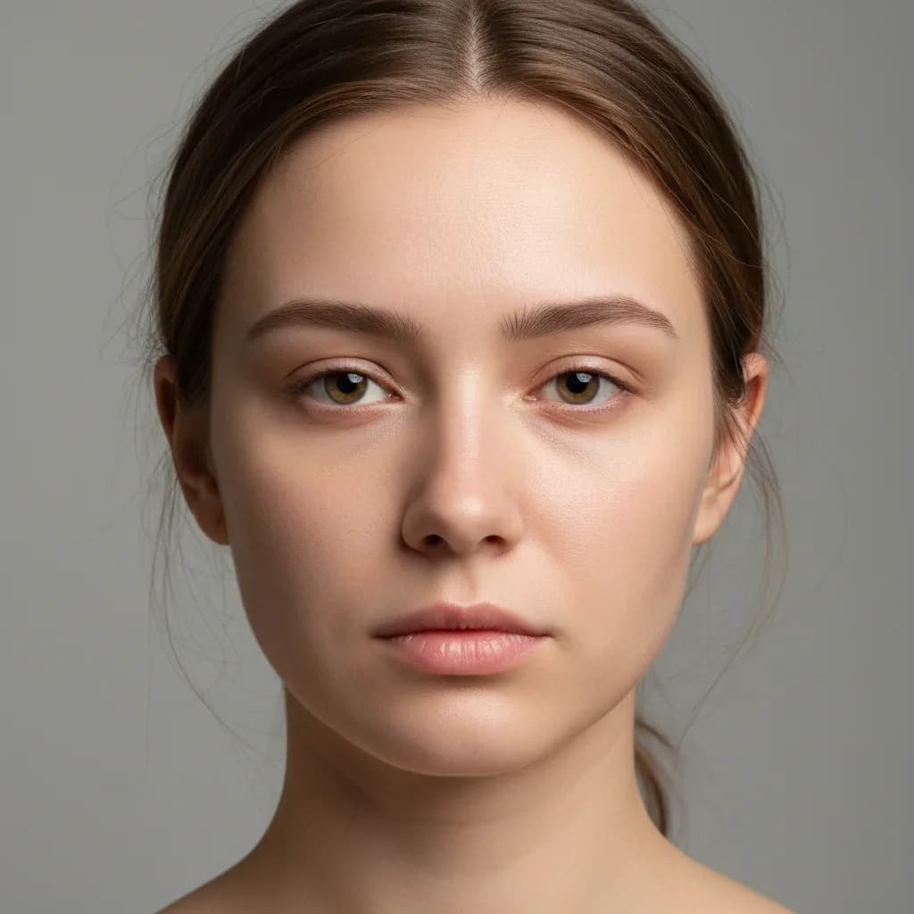 Bold editorial makeup look generated with AI before