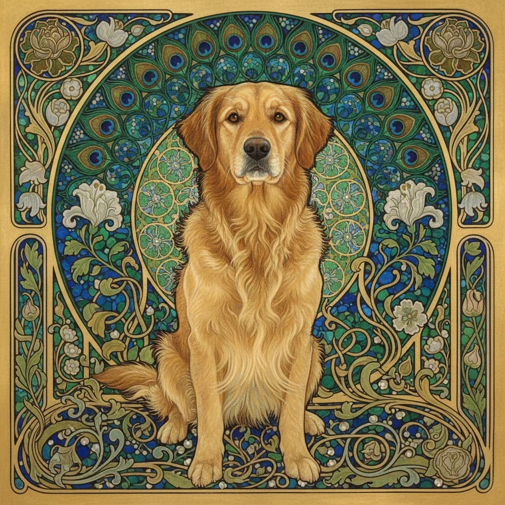 Dog illustrated as a royal portrait