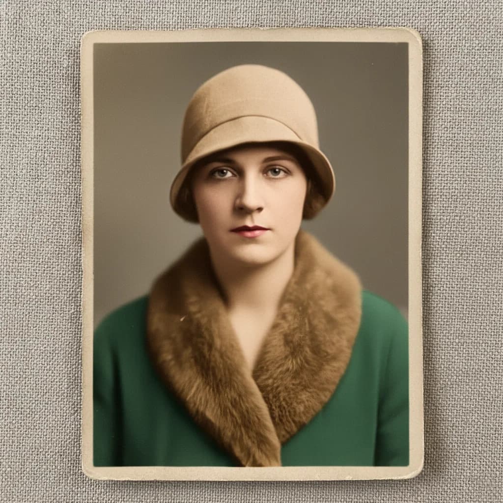 Historic photo with balanced contrast after AI restoration after