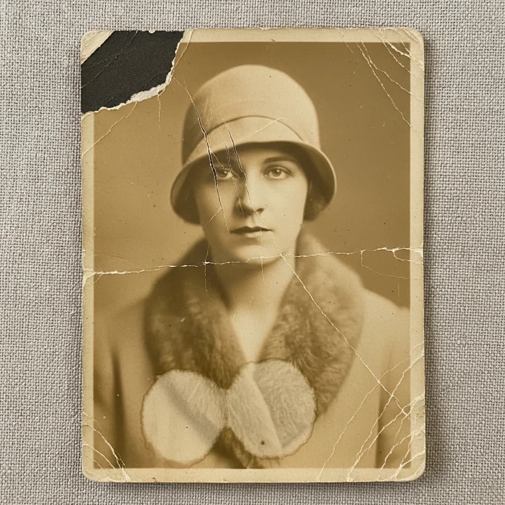 Historic photo with balanced contrast after AI restoration before