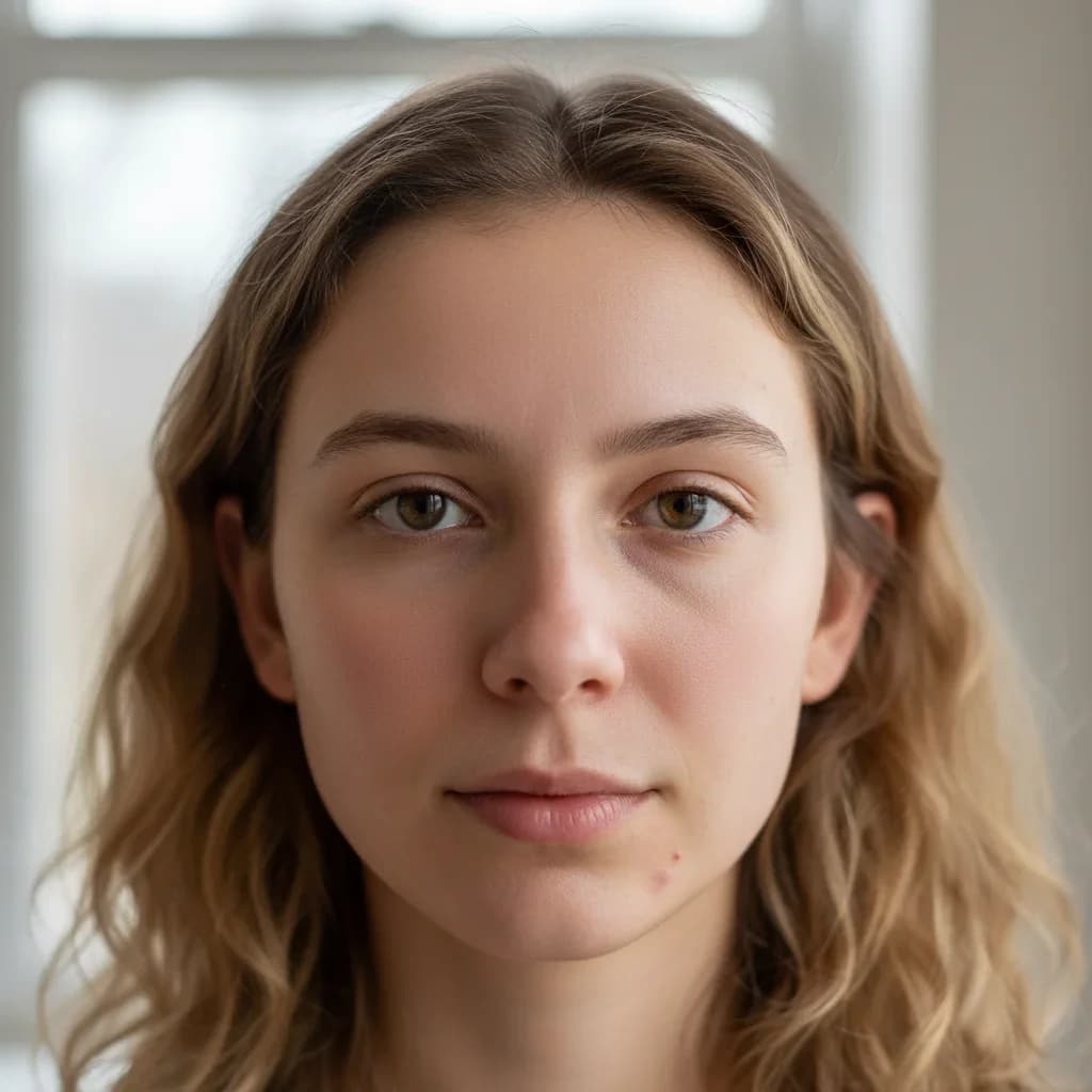Professional headshot with gentle skin smoothing after